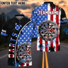 BlueJose Darts Patriotic American Flag Customized Name, Team Name 3D Shirt