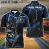 BlueJose Bowling And Pins Lion Thunder Lightning Customized Name, Team Name 3D Shirt (4 Colors)