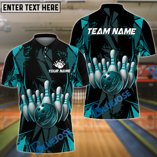 BlueJoses Bowling And Pins Color Diamond Customized Name 3D Shirt ( 4 Colors )