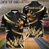 BlueJose Bowling And Pins Bling Bling Shiny Customized Name 3D Shirt (4 Colors)