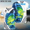 Bluejose Mahimahi Fishing White Blue Lava Sport Custom Name & Team Name 3D Shirts