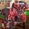 BlueJose Bowling American Flag Skull Blood Dust Personalized Name, Team Name 3D Shirt