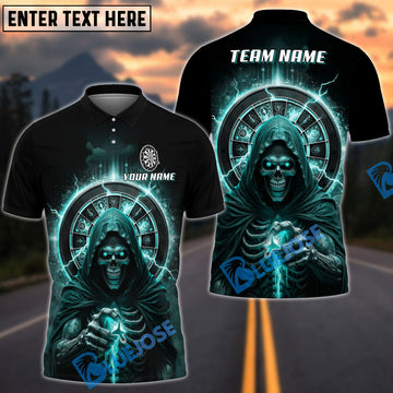 BlueJose Darts Magic Skull Reaper Personalized Name Team Name Shirt (4 colors)