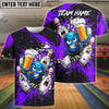 BlueJose Bowling & Pins Beer Party Funny Cartoon Customized Name, Team Name 3D Shirt (6 Colors)