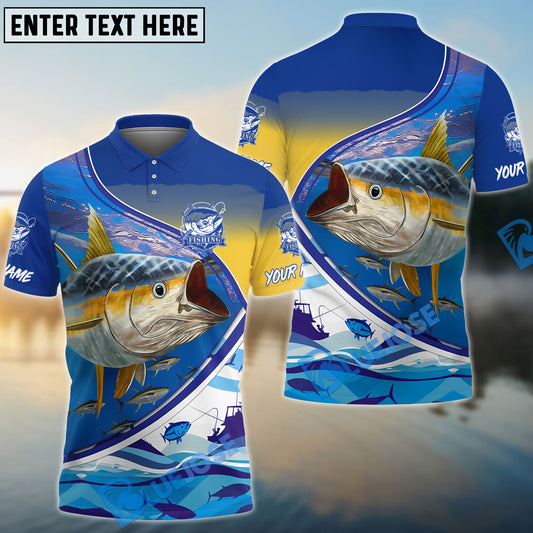 BlueJose Personalized Tuna Fishing Scales Blue Camo Shirt