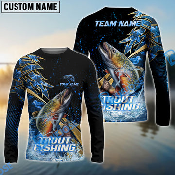 Bluejose Trout Fishing Hooked Jump Splash Custom Name & Team Name 3D Shirts