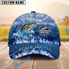 BlueJose Fishing Blue Flame Ocean Personalized Cap (13 Breeds)