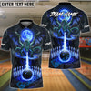 BlueJose Bowling And Pins Dragon Fire Customized Name, Team Name 3D Shirt (4 Colors)