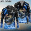 Bluejose Catfish Fishing Blue Scratch Camo Water Splash Custom Name & Team Name 3D Shirts
