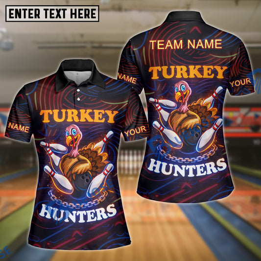 BlueJose Bowling Turkey Hunters Funny Thanksgiving Neon Personalized Name, Team Name 3D Shirt