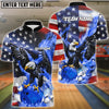 BlueJose Bowling And Pins Flame Eagle American Flag Customized Name, Team Name 3D Shirt (4 Colors)