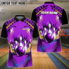 BlueJose Bowling and Pins Fire Flash Flame Personalized Name, Team Name 3D Shirt (4 Colors)