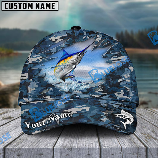 BlueJose Blue Marlin Fish Camouflage Fishing Personalized Cap