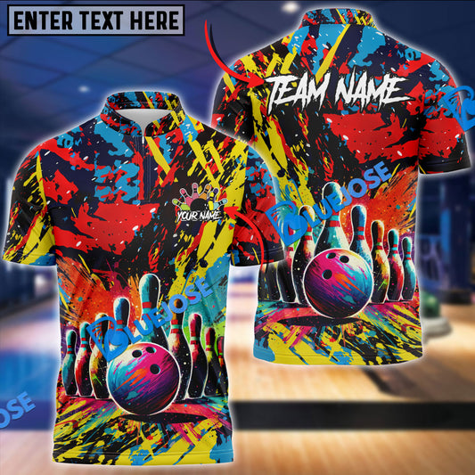 BlueJoses Bowling Graffiti Paint Old School Customized Name, Team Name 3D Shirt