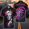 BlueJose Darts Rose Reaper Neon Skull Girl Customized Name, Team Name 3D Shirt (4 Colors)