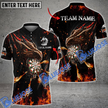 BlueJose Darts Flaming Dragon Personalized Name, Team Name 3D Shirt (4 Colors)