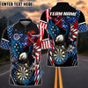 BlueJose Darts American Eagle Smoke Flag Pattern Personalized Name Shirt