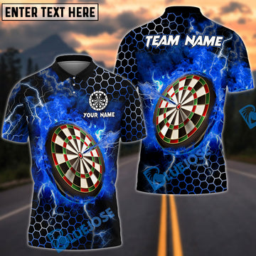 BlueJose Darts Thunder Hexagon Pattern Personalized Name, Team Name 3D Shirt (4 Colors)