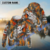 BlueJose Orange Camo Fish Hook Skull Custom Name Long Sleeve