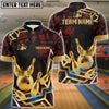 BlueJose Bowling And Pins Strike Warrior Golden Pattern Customized Name 3D Shirt (4 Colors)