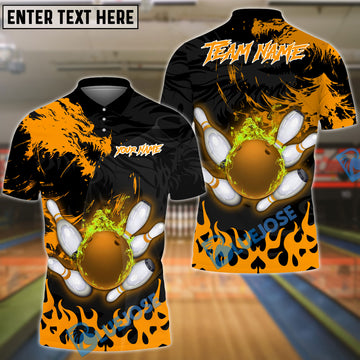 BlueJose The Dragon & Fire and Bowling Personalized Name, Team Name 3D Shirt (5 Colors)