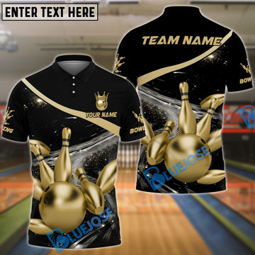 BlueJose Bowling And Pins Premium Customized Name 3D Shirt ( 6 Colors)