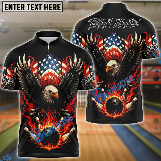 BlueJose Bowling And Pins American Eagle Fire Ball Personalized Shirt