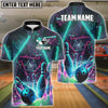 BlueJose Bowling And Pins Neon Strike Customized Name, Team Name 3D Shirt (4 Colors)