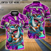 BlueJose Bowling And Pins Funny Shark Graffiti Pattern Customized Name, Team Name 3D Shirt (4 Colors)