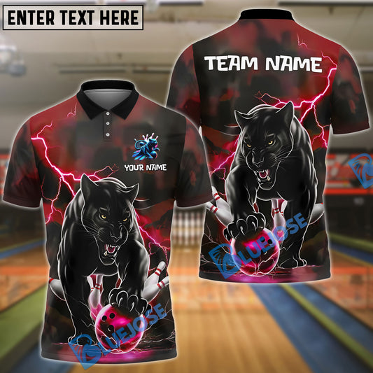 BlueJose Bowling And Pins Fierce Panther Customized Name, Team Name 3D Shirt (4 Colors)