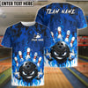 BlueJose Bowling And Pins Flame Angry Ball Customized Name, Team Name 3D Shirt (4 Colors)