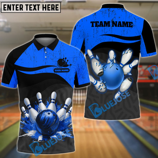 BlueJose Bowling And Pins Colorful Wave Customized Name 3D Shirt (5 Colors)