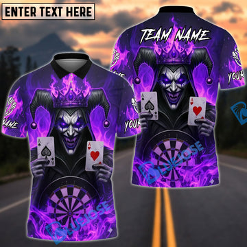 BlueJose Darts Evil Joker Fire Cards Customized Name, Team Name 3D Shirt (4 Colors)