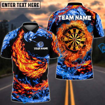 BlueJose Darts Double Flame Multicolor Options Personalized Name Shirt (4 Colors)