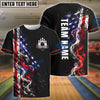 BlueJose Bowling American Flag Patriotic Smoke Customized Name, Team Name 3D Shirt