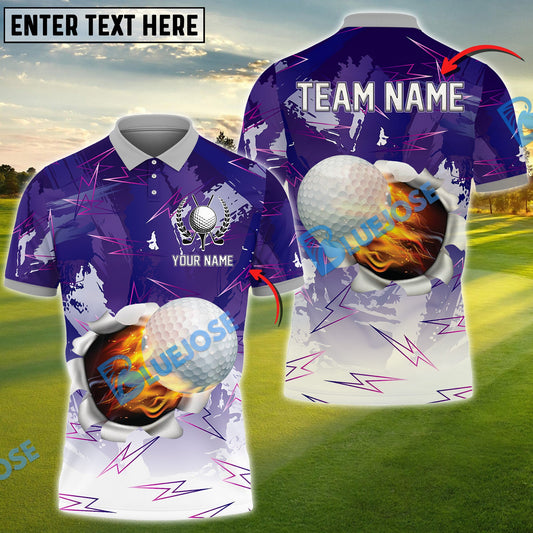 BlueJose Lightning Golf Ball Customized Name, Team Name 3D Shirts (4 Colors)