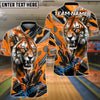 BlueJose Bowling And Pins Tiger Power Blast Customized Name, Team Name 3D Shirt (4 Colors)