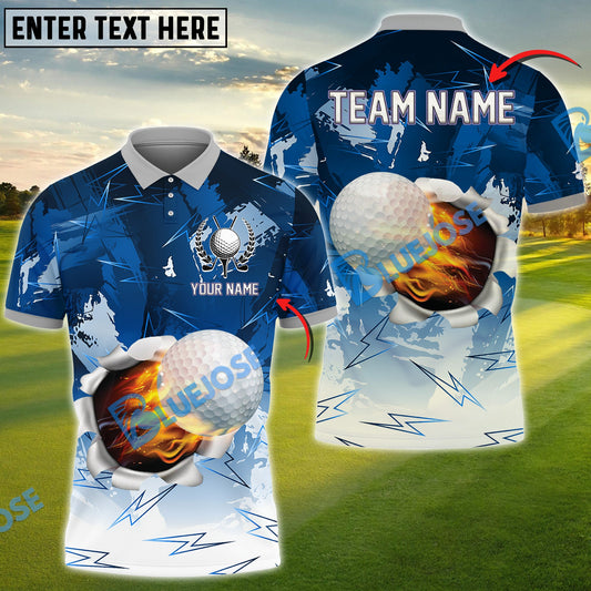BlueJose Lightning Golf Ball Customized Name, Team Name 3D Shirts (4 Colors)