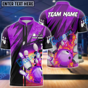 BlueJose Bowling And Pins Abstract Grunge Texture Multicolor Personalized Name, Team Name 3D Shirt