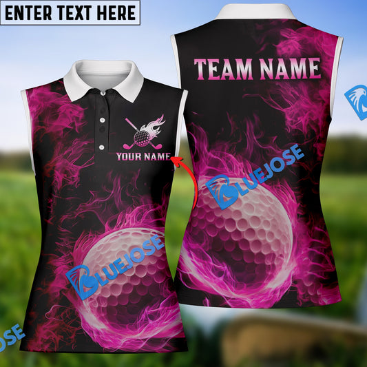 BlueJose Flaming Golf Ball Polo Shirt, Custom Name & Team Name 3D Shirt