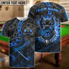 BlueJose Billiards 8-Ball Pitbull Flame Chain Personalized Name Shirt (4 Colors)