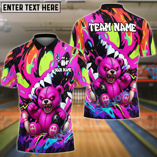 BlueJose Bowling And Pins Wild Bear Customized Name, Team Name 3D Shirt (4 Colors)
