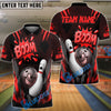 BlueJose Bowling Boom Cartoon Impact Customized Name, Team Name 3D Shirt (4 Colors)
