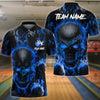 BlueJose Bowling And Pins Flame Skull Multicolor Customized Name 3D Shirt ( 4 Colors )