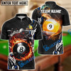 BlueJose Billiards 8 Ball & 9 Ball Smoke Flame Personalized Name Shirt (4 Colors)