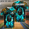 BlueJose Bowling And Pins Graffiti Cool Ball Fire Customized Name, Team Name 3D Shirt (4 Colors)