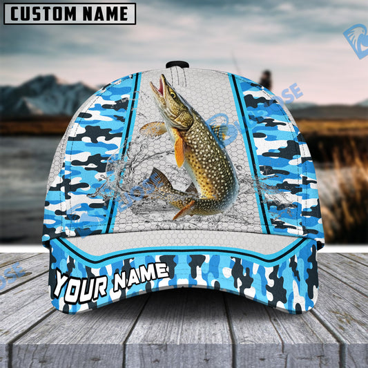 BlueJose Personalized Musky Fishing Light Blue Camo Sport Classic Cap