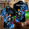 BlueJose Billiards Fire Flame Lightning 8 Ball Pool Customized Name, Team Name 3D Shirt (4 Colors)