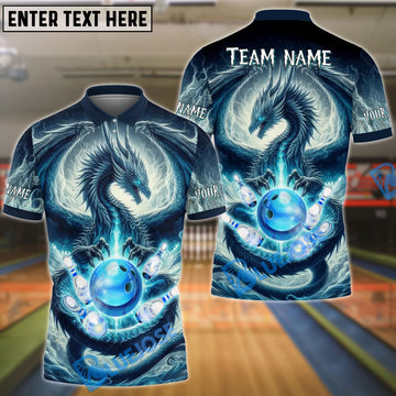 BlueJose The Dragon and Bowling Pins Personalized Name, Team Name 3D Shirt