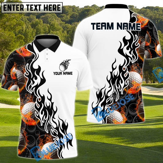BlueJose Fireball Golf Shirt Customized Name, Team Name 3D Shirts (4 Colors)